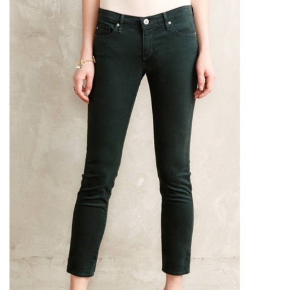 AG The Stevie Ankle Slim Straight Dark Green Jeans
